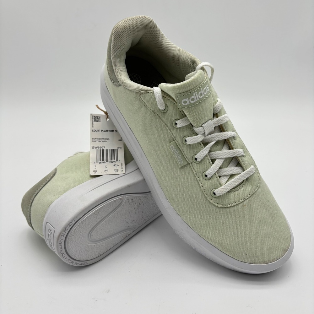 Adidas Court Platform CLN Womens 8.5 Lime Green Canvas Sneakers New with Tags